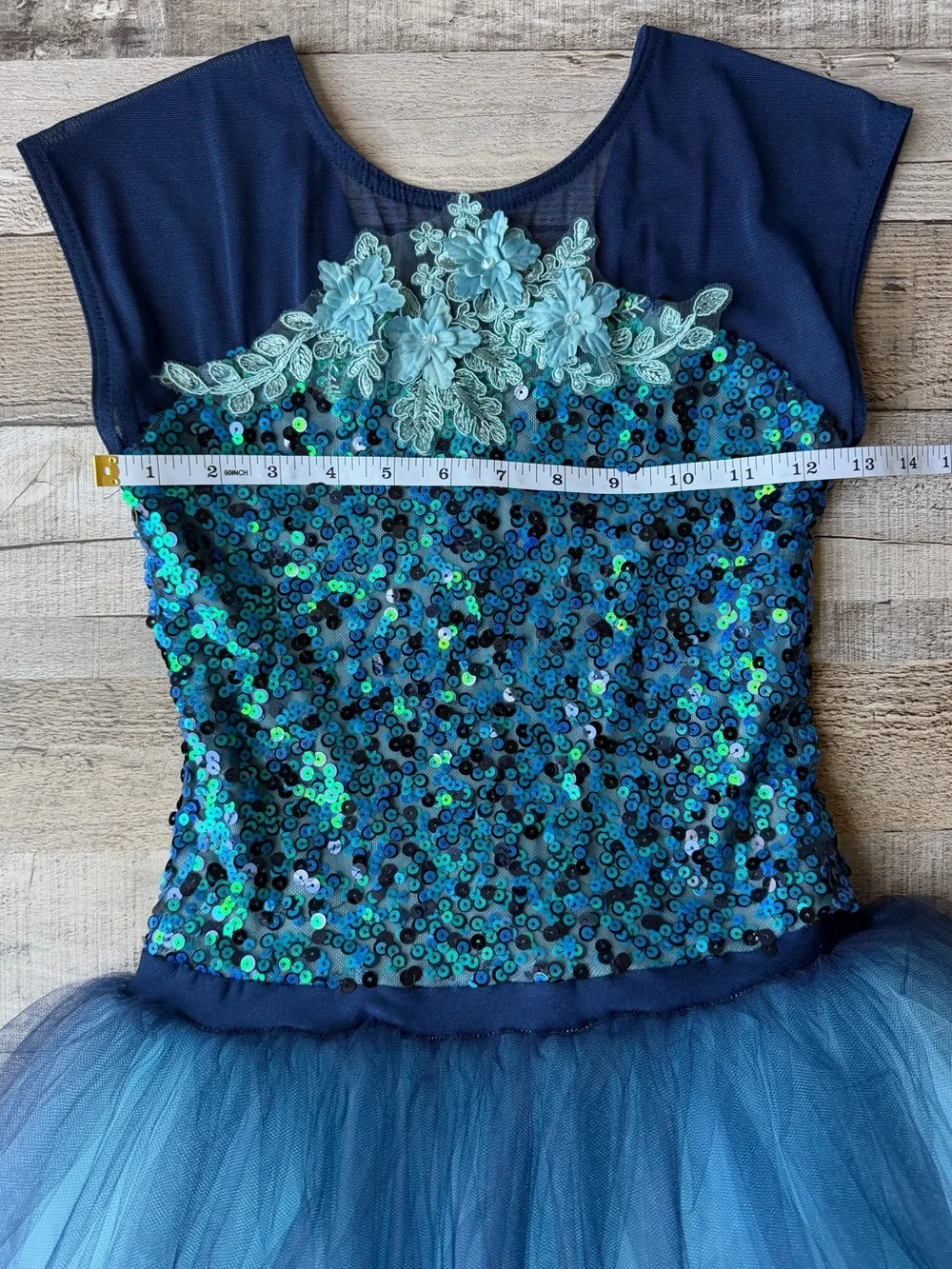 Weissman Blue Teal Sequin Tulle Ballet Recital Costume Girls MC